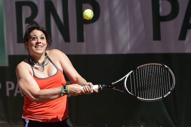 Lindsey Vonn jouant au tennis avec Marion Bartoli TENNIS : Roland Garros 2017 - Internationaux de France - 10 06 2017 JBAutissier Panoramic 