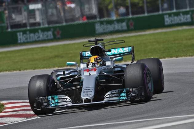 Lewis Hamilton (Mercedes AMG Petronas Formula One Team) mit seinem Auto auf der Strecke, Grosser Preis von Kanada 2017, Qualifikation, Motorsport, Formel 1, 10.06.2017, Montreal Copyright: xAndre Eibner-Pressefotox EP_JAE