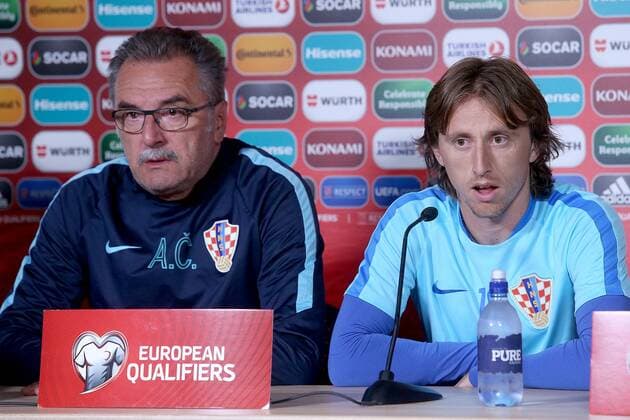Croatian National Football Team s press conference PK Pressekonferenz 10.06.2017., Reykjavik, Iceland - The Croatian National Football Team s press conference the day before the qualifying match with Iceland for the World Championships in Russia in 2018. Ante Cacic, Luka Modric.  GoranxStanzl PIXSELL