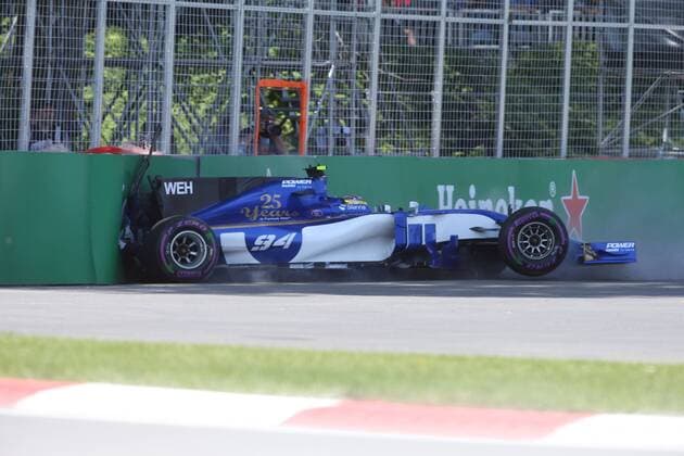 Pascal Wehrlein (Sauber F1 Team) schlaegt mit seinem Auto rueckwaerts in die Begrenzung ein, Grosser Preis von Kanada 2017, Qualifying, Motorsport, Formel 1, 10.06.2017, Montreal Copyright: xAndre Eibner-Pressefotox EP_JAE