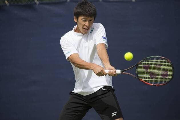 June 11th 2017, Nottingham, England; ATP Tennis Herren Aegon Nottingham Open Tennis Tournament day 2; backhand from Yuya Kibi of Japan in his match against Niklas Johansson of Sweden xDavidxKissmanx  ActionPlus11889350