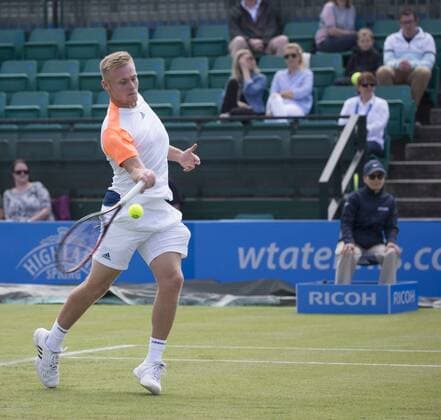 June 11th 2017, Nottingham, England; ATP Tennis Herren Aegon Nottingham Open Tennis Tournament day 2; Finn Bass of Great Britain plays a forehand xDavidxKissmanx  ActionPlus11889481