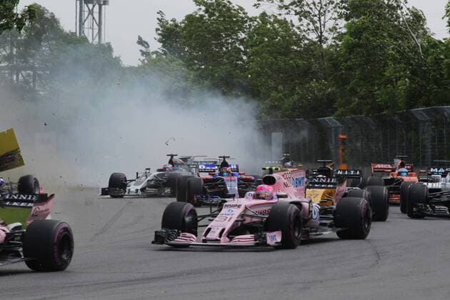 Bilder des Tages - SPORT Canadian Grand Prix, Montreal 8 - 11 June 2017 11.06.2017- Race, Esteban Ocon (FRA) Sahara Force India F1 VJM10 behind 55 crash 