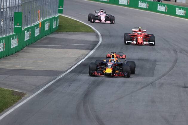 June 11th 2017, Circuit Gilles Villeneuve, Montreal Quebec, Canada; Formula One Grand Prix, Race Day; Daniel Ricciardo - Red Bull Racing RB13 ahead of Kimi Raikkonen - Ferrari xOctanex  ActionPlus11889775