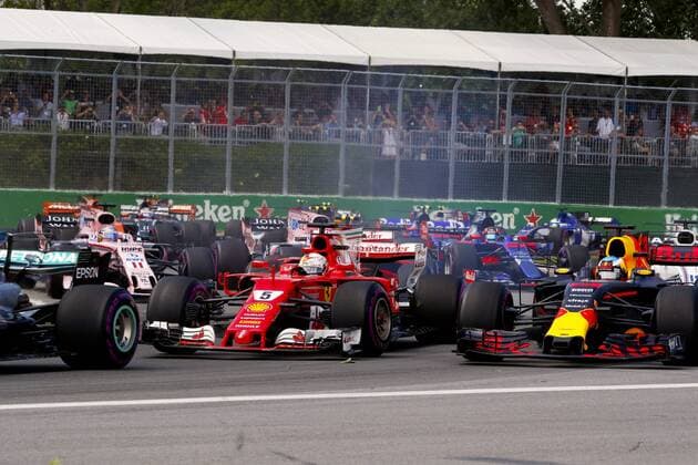 Motorsports: FIA Formula One World Championship WM Weltmeisterschaft 2017, Grand Prix of Canada, 5 Sebastian Vettel (GER, Scuderia Ferrari), 3 Daniel Ricciardo (AUS, Red Bull Racing), Montreal Canada xHOCHxZWEIx