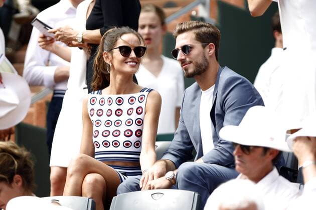 June 11, 2017 - Paris, France - Paris St Germain goalkeeper Kevin Trapp and Izabel Goulart are seen Prior to the Men s Singles Final between Rafael Nadal of Spain and Stan Wawrinka of Switzerland, on day fifthteen at Roland Garros on June 11, 2017 in Paris, France. (Photo by NurPhoto) 2017 French Open - Day Fifteen  - ZUMAn230 20170611_zaa_n230_762 Copyright: xMehdixTaamallahx