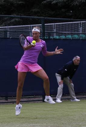 June 12th 2017, Nottingham, England; WTA Tennis Damen Aegon Nottingham Open Tennis Tournament day3; Yanina Wickmayer of Belgium hits a forehand in her victory over Elizaveta Kulichkova of Russia which she won 6-4 6-4 xLeexParkerx  ActionPlus11889974