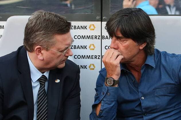 Bundestrainer Joachim Löw und Präsident Rainer Grindel (Deutschland) - WM-Qualifikationsspiel DFB Nationalmannschaft Deutschland vs. San Marino in Nuernberg - Deutschland, Fussball, Mann, Maenner,10.06.2017