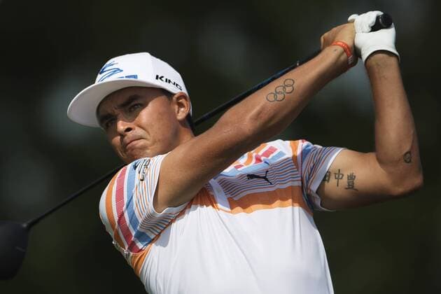 170615 USA:s Rickie Fowler under omgang ett i golfturneringen US Open den 15 juni 2017 i Hartford.  Copyright: JOELxMARKLUND BB170615JM029