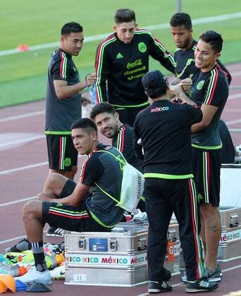 KAZAN, RUSSIA - JUNE 15, 2017: Players of the Mexican national football team during a training session ahead of the 2017 FIFA Confederations Cup. Maxim Tumanov TASS  TS0531BD