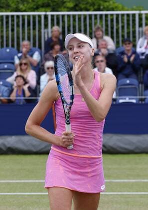 June 16th 2017, The Northern Lawn tennis Club, Manchester, England; ITF Womens tennis tournament; An ecstatic Naomi Broady (GBR) after her quarter final singles match against number one seed Kai-Chen Chang (TPE); Broady won in straight sets and meets Zarina Dyas in tomorrow semi finals xAlanxMartinx  ActionPlus11890817