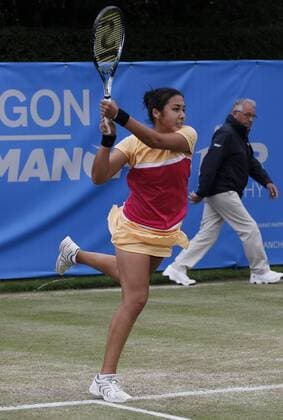 June 16th 2017, The Northern Lawn tennis Club, Manchester, England; ITF Womens tennis tournament; Zarina Dyas (KAZ) in action during her quarter final singles match against Magdalena Frech (POL); Dyas won in straight sets and meets number six seed Naomi Broady (GBR) in tomorrow s semi-finals xAlanxMartinx  ActionPlus11890806