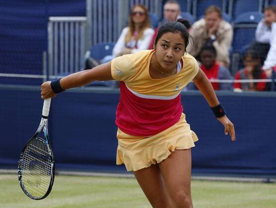 June 16th 2017, The Northern Lawn tennis Club, Manchester, England; ITF Womens tennis tournament; Zarina Dyas (KAZ) in action during her quarter final singles match against Magdalena Frech (POL); Dyas won in straight sets and meets number six seed Naomi Broady (GBR) in tomorrow s semi-finals xAlanxMartinx  ActionPlus11890810