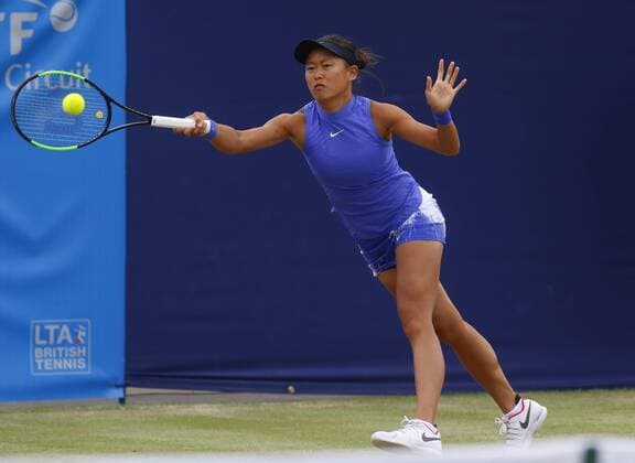 June 16th 2017, The Northern Lawn tennis Club, Manchester, England; ITF Womens tennis tournament; Number one seed Kai-Chen Chang (TPE) in action during her quarter final singles match against number six seed Naomi Broady (GBR); Broady won in straight sets xAlanxMartinx  ActionPlus11890811