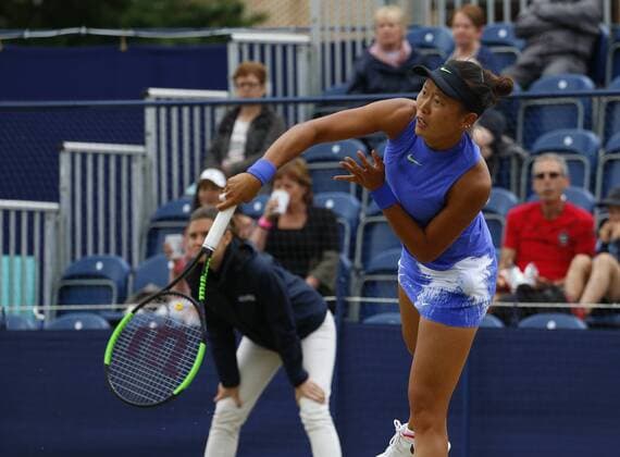 June 16th 2017, The Northern Lawn tennis Club, Manchester, England; ITF Womens tennis tournament; Number one seed Kai-Chen Chang (TPE) in action during her quarter final singles match against number six seed Naomi Broady (GBR); Broady won in straight sets xAlanxMartinx  ActionPlus11890812