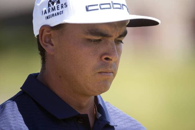 Rickie Fowler prepares to drive off the 1st tee during round 2 of the 117th U.S. Open golf tournament at Erin Hill golf course in Erin, Wisconsin on June 16, 2017.  WIS20170616338 KEVINxDIETSCH