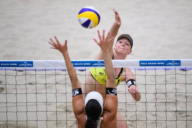 16.06.2017, Den Haag, SportCampus Zuiderpark Beachvolleyball, FIVB World Tour, 2017 Den Haag 3 Star Angriff Julia Sude ( 1 GER)