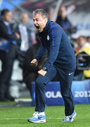 Pavel Hapal celebrates victory of Slovakia after the final whistle of the UEFA European Under-21 match between Poland and Slovakia at Arena Lublin on June 16, 2017 in Lublin, Poland. 