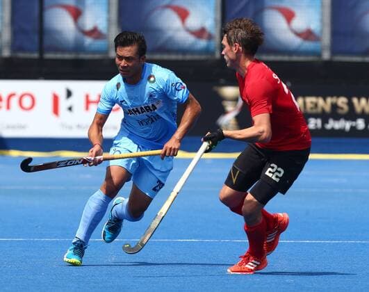 June 17, 2017 - London, England, United Kingdom - Chinglensana Kangujam of India . during The Men s Hockey World League Semi-Final 2017 Group B match between Canada and India The Lee Valley Hockey and Tennis Centre in London on June 17, 2017 Hockey - Canada and India  - ZUMAn230 20170617_zaa_n230_088 Copyright: xKieranxGalvinx
