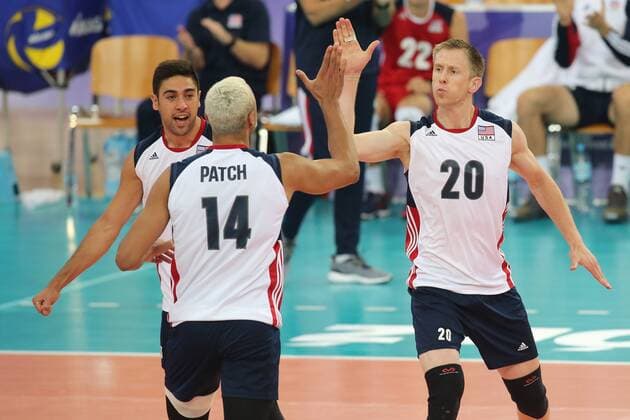 17.06.2017 LODZ , ATLAS ARENA SIATKOWKA MEZCZYZN, (VOLLEYBALL MEN) FIVB LIGA SWIATOWA GRUPA H1 (FIVB WORLD LEAGUE GROUP H1 GAME RUSSIA - USA ) MECZ ROSJA - USA NZ (L) TAYLOR SANDERS (P) DAVID SMITH FOTO JAKUB PIASECKI CYFRASPORT NEWSPIX.PL --- Newspix.pl FRANCE OUT!  20170617CSJP3003