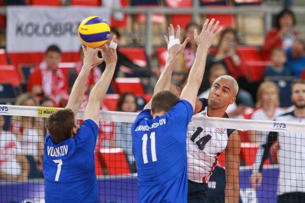17.06.2017 LODZ SIATKOWKA MEZCZYZN LIGA SWIATOWA 2017 FIVB VOLLEYBALL WORLD LEAGUE 2017 MECZ ROSJA - USA ( Russia - USA ) N Z BENJAMIN PATCH FOT MACIEJ GOCLON FOTONEWS NEWSPIX.PL --- Newspix.pl FRANCE OUT!  20170617FNMG006
