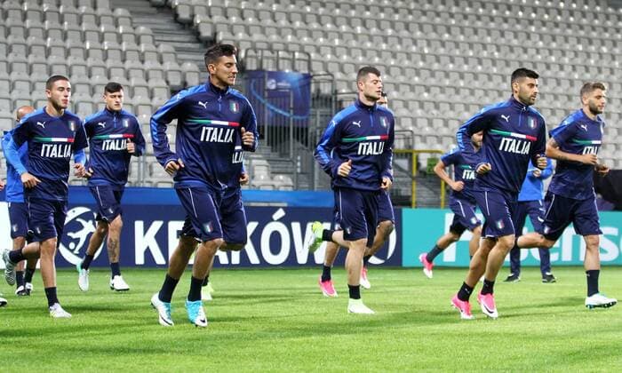 2017.06.17 Krakow , Polska Pilka nozna, Mistrzostwa Europy U-21 Reprezentacja Wloch - konferencja prasowa i trening N z trening reprezentacji Wloch Foto Krzysztof Porebski PressFocus 2017.06.17 Krakow , Poland Football , UEFA UNDER 21 CHAMPIONSHIP POLAND 2017 Italy U21 U 21 national team Nationalteam - press conference PK Pressekonferenz and training Italy U21 national team - training Credit: Krzysztof Porebski PressFocus NEWSPIX.PL --- Newspix.pl france out!  20170617PF_KP015