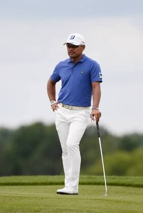 Yusaku Miyazato stands on the 10th green during round 3 of the 117th U.S. Open golf tournament at Erin Hill golf course on June 17, 2017 in Erin, Wisconsin.  BK18131 BRIANxKERSEY