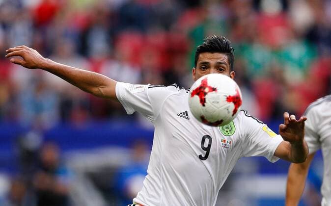 Portugal vs. Mexico KAZAN, RT - 18.06.2017: PORTUGAL VS. MEXICO - JIMENEZ Raul of Mexico observes ball during a match between Portugal and Mexico valid for the first round of the Confederations Cup 2017, this Sunday (18), held at the Kazan Arena in Kazan, Russia. (Photo: Marcelo Machado de Melo Fotoarena) x1339225x  MarceloxMachadoxdexMelo