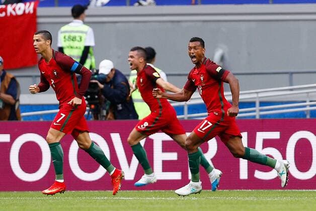 Portugal vs. Mexico KAZAN, RT - 18.06.2017: PORTUGAL VS. MEXICO - Portugal& 39;sI scorecores a goal that is blocked and celebrates before the goal is canceled dg a match between Portugal aal and Mexico valid for the first round of the Confederations Cup 2017 on Sunday (18) held at the Kazan Arena in Kazan, Russia. (Photo: Marcelo Machado de Melo Fotoarena) x1339226x  MarceloxMachadoxdexMelo