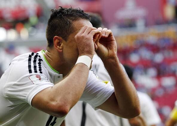 Portugal vs. Mexico KAZAN, RT - 18.06.2017: PORTUGAL VS. MEXICO - HERNANDEZ Javier of Mexico celebrates his goal during Portugal-Mexico match valid for the first round of the Confederations Cup 2017, this Sunday (18), held at the Kazan Arena in Kazan, Russia. (Photo: Rodolfo Buhrer La Imagem Fotoarena) x1339267x  RodolfoxBuhrer