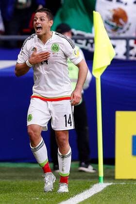 Portugal vs. Mexico KAZAN, RT - 18.06.2017: PORTUGAL VS. MEXICO - HERNANDEZ Javier of Mexico celebrates after scoring a goal during Portugal-Mexico match valid for the first round of the Confederations Cup 2017 on Sunday (18), held at the Kazan Arena in Kazan, Russia. (Photo: Marcelo Machado de Melo Fotoarena) x1339316x  MarceloxMachadoxdexMelo