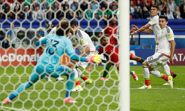 Soccer Football - Portugal v Mexico - FIFA Confederations Cup Russia 2017 - Group A - Kazan Arena, Kazan, Russia - June 18, 2017 PortugalÕs Cedric Soares scores their second goal FOOTBALL : Portugal vs Mexique - Coupe Des Confederations - Kazan - 18 06 2017 ActionImages Panoramic  VPC_12