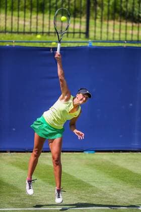 June 18th 2017, Edgbaston Priory Club; Tennis Tournament; Aegon Classic Birmingham; Sunday Qualifiers; Aleksandrina Naydenova serves against Marketa Vondrousovs xStevexFeeneyx  ActionPlus11891607