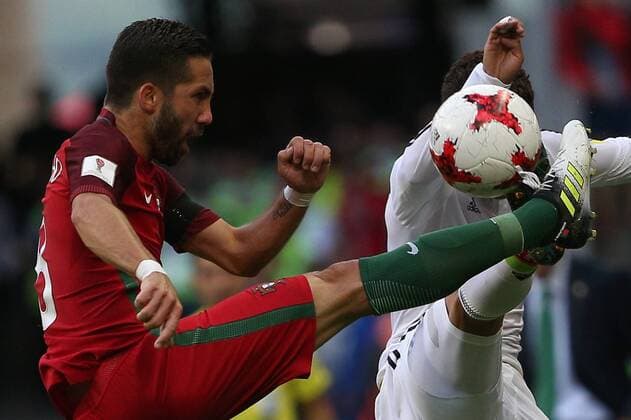 KAZAN, RUSSIA - JUNE 18, 2017: Portugal s Joao Moutinho (8) kicks the ball in their 2017 FIFA Confederations Cup First Stage Group A football match against Mexico at Kazan Arena Stadium; the match ended in a 2-2 draw. Yegor Aleyev TASS  TS05388A