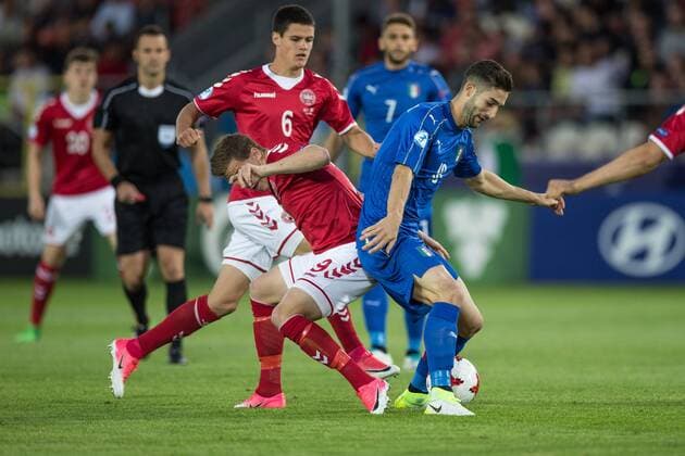 2017.06.18 KRAKOW MECZ GRUPA C MISTRZOSTWA EUROPY U-21 W PILCE NOZNEJ 2017: DANIA - WLOCHY --- 2017 UEFA EUROPEAN U21 U 21 CHAMPIONSHIP MATCH: DENMARK - ITALY FREDERIK BORSTING DANIA DENMARK FOT JAKUB GRUCA FOKUSMEDIA. NEWSPIX.PL --- Newspix.pl FRANCE OUT!  GJ180617_011