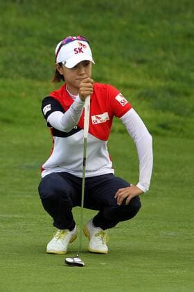 June 18, 2017 - Belmont, Michigan, United States - Na Yeon Choi of the Republic of Korea lines up her putt on the 7th green during the final round of the Meijer LPGA Golf Damen Classic golf tournament at Blythefield Country Club in Belmont, MI, USA Sunday, June 18, 2017. Meijer LPGA Classic - Final Round  - ZUMAn230 20170618_zaa_n230_460 Copyright: xAmyxLemusx