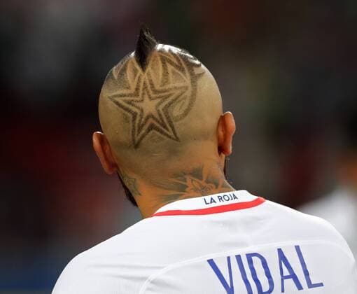 Confed Cup, Kamerun - Chile MOSCOW, RUSSIA - JUNE 18: Tatoo Arturo Vidal of Chile during the FIFA Confederations Cup Russia 2017 Group B match between Cameroon and Chile at Spartak Stadium