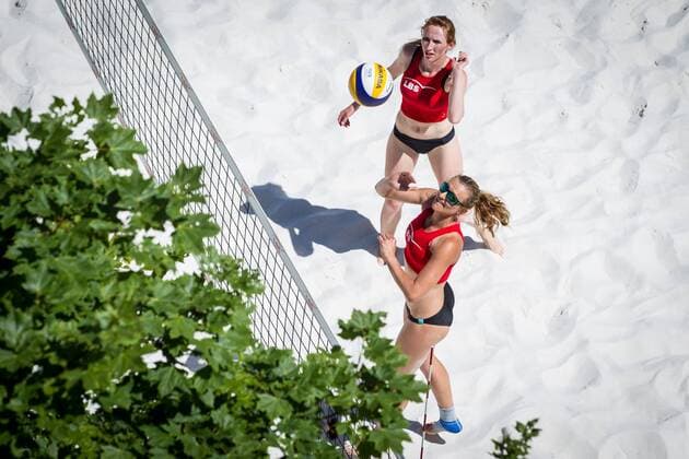 Natalie Welsch und Stefanie Koegel (Bausteine) ; LBS Cup Beachvolleyball A-City Stuttgart, Schwabenplatz, Stuttgart Germany, 20170618; Stuttgart Copyright: xWuechner Eibner-Pressefotox EP_NWR