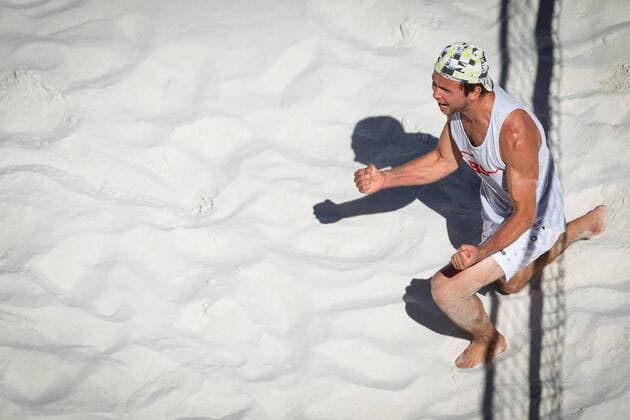 Heiko Steinkemper (USC Konstanz) jubelt; LBS Cup Beachvolleyball A-City Stuttgart, Schwabenplatz, Stuttgart Germany, 20170618; Stuttgart Copyright: xWuechner Eibner-Pressefotox EP_NWR