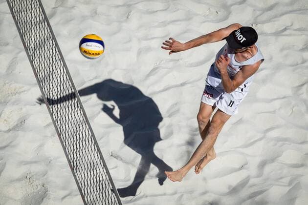 Angriff Timo Koch (SV Fellbach); LBS Cup Beachvolleyball A-City Stuttgart, Schwabenplatz, Stuttgart Germany, 20170618; Stuttgart Copyright: xWuechner Eibner-Pressefotox EP_NWR