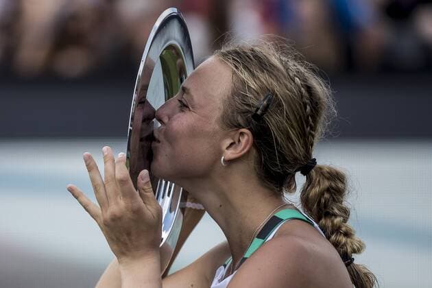 18.06.2017, the Autotron, Rosmalen, NED, WTA Tennis Damen Tour, Ricoh Open, im Bild Anett Kontaveit (EST) wins the match on day seven Anett Kontaveit (EST) wins the match on day seven during the Ricoh Open Tournament of the WTA Tour at the the Autotron in Rosmalen, Netherlands on 2017 06 18. Rosmalen  EX_FOCUS_FIL  