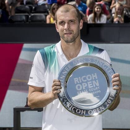 18.06.2017, the Autotron, Rosmalen, NED, ATP Tennis Herren Tour, Ricoh Open, im Bild winner Gilles Muller (LUX) on day seven winner Gilles Muller (LUX) on day seven during the Ricoh Open Tournament of the ATP Tour at the the Autotron in Rosmalen, Netherlands on 2017 06 18. Rosmalen  EX_FOCUS_FIL  