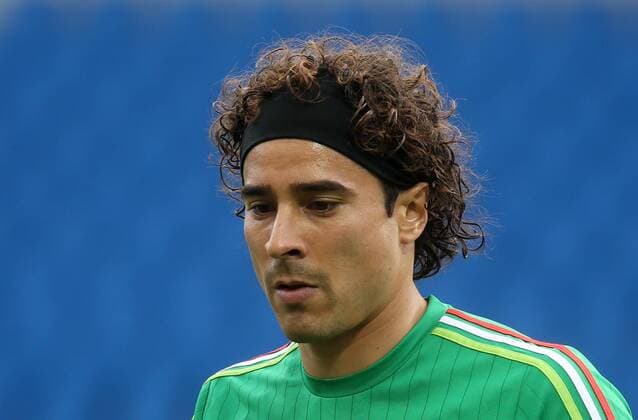 SOCHI, RUSSIA â€“ JUNE 20, 2017: Goalkeeper Guillermo Ochoa of the Mexican national football team training ahead of their upcoming 2017 FIFA Confederations Cup match against New Zealand. Sergei Fadeichev TASS  TS053D5D