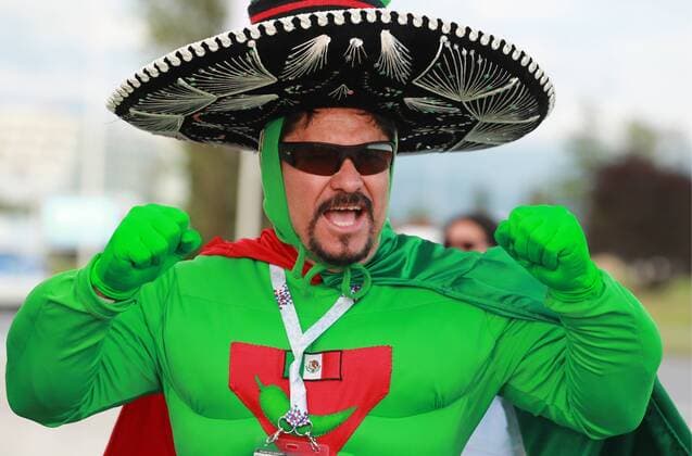 Bilder des Tages - SPORT SOCHI, RUSSIA â€“ JUNE 21, 2017: Mexican fan wearing a sombrero ahead of the 2017 FIFA Confederations Cup Group B match against New Zealand at Fisht Stadium. Sergei Fadeichev TASS  TS054083