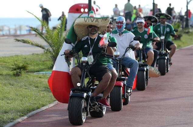 SOCHI, RUSSIA â€“ JUNE 21, 2017: Mexican fans cheer ahead of the 2017 FIFA Confederations Cup Group B match against New Zealand at Fisht Stadium. Artyom Korotayev TASS  TS0540EC