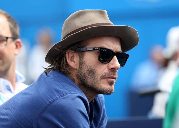 June 22nd 2017, Queens Club, West Kensington, London; Aegon Tennis Championships, Day 4; Jordan Thompson (AUS) versus Sam Querrey (USA); David Beckham with his son Romeo watching on from the player guest section xJohnxPatrickxFletcherx  ActionPlus11892918