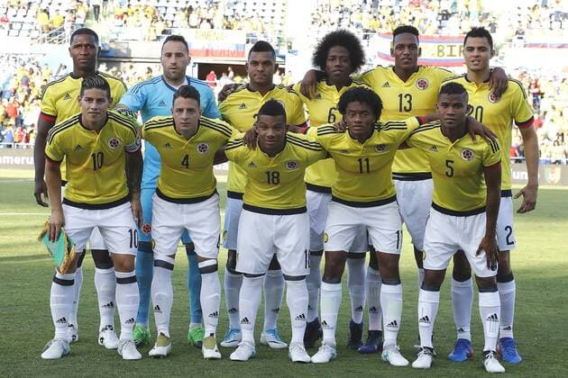 Colombia s team photo with Cristian Eduardo Zapata, David Ospina, Miguel Borja, Carlos Sanchez, Yerri Mina, Gio Moreno, James Rodriguez, Santiago Arias, Frank Fabra, Juan Guillermo Cuadrado and Wilmar Barrios during International Friendly Länderspiel match. June 13,2017.  (201706131100)