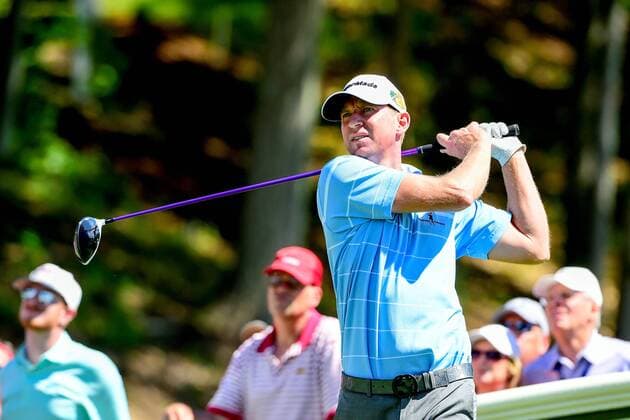 June 22, 2017: Vaughn Taylor, of the United States, plays his shot from the 18th tee during the first round of the PGA Golf Herren Travelers Championship golf tournament held at TPC River Highlands in Cromwell CT. Cal Media PGA 2017: Travelers Championship JUN 22 - ZUMAc04_ 20170622_zaf_c04_089 Copyright: xEricxCanhax