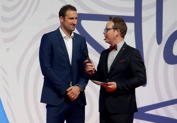 PXL_The final tournament draw for the Men s EHF EURO 2018 23.06.2017., Lisinski Concert Hall, Zagreb, Croatia - The final tournament draw for the Men s EHF EURO 2018, which will be played from 12 to 28 January 2018. Igor Vori and Frano Ridjan.  IgorxKralj PIXSELL