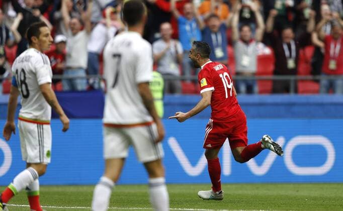 Mexico vs. Russia SAO PETERSBURGO, MO - 24.06.2017: MEXICO VS. RUSSIA - Alexander SAMEDOV of Russia celebrates his goal during a match between Mexico and Russia valid for the third round of the Confederations Cup 2017, on Saturday (24), held at Kazan Arena Stadium in Kazan, Russia. (Photo: Rodolfo Buhrer La Imagem Fotoarena) x1343493x  RodolfoxBuhrer